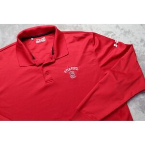 Under Armour‎ Stanford University Cardinal Long Sleeve Polo Shirt Men's L Red